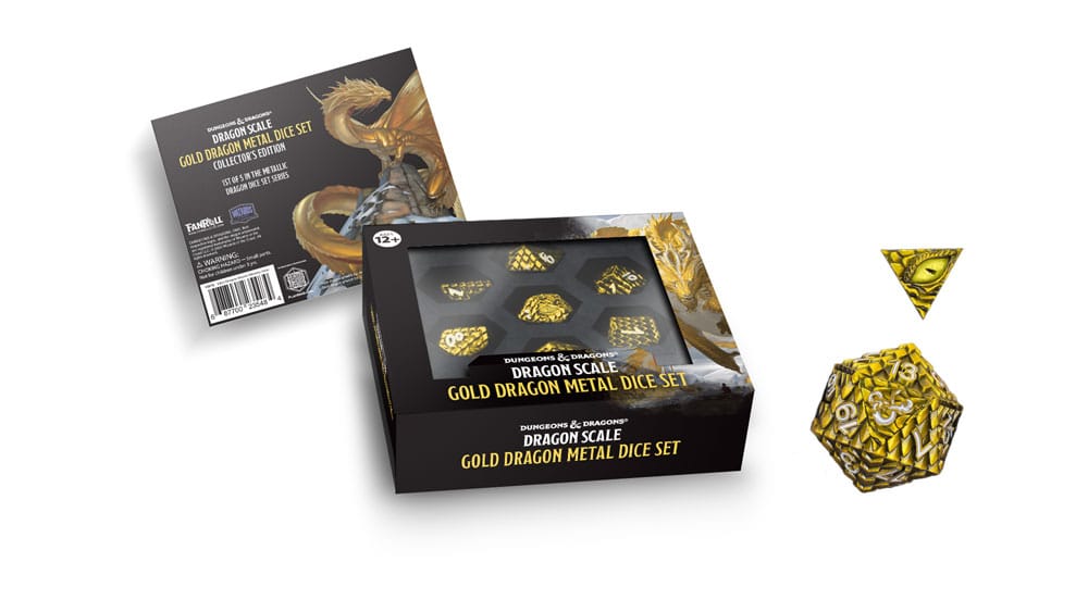 Dungeons & Dragons Premium Metálico Pack de Dados Dragon Scale Gold (7)