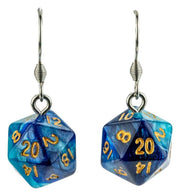 Lair Wear Pendientes de Dado D20 Blue & Light Blue con Gold