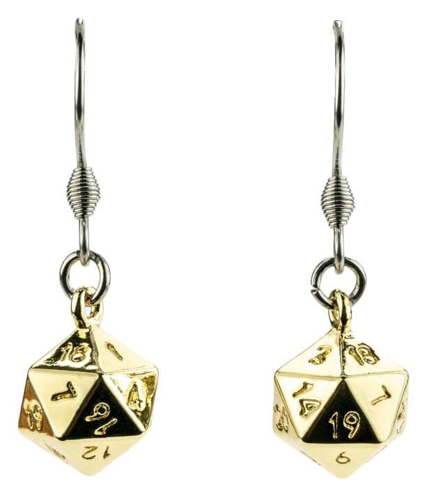 Lair Wear Pendientes de Dado D20 Gold Metal Frikytopia