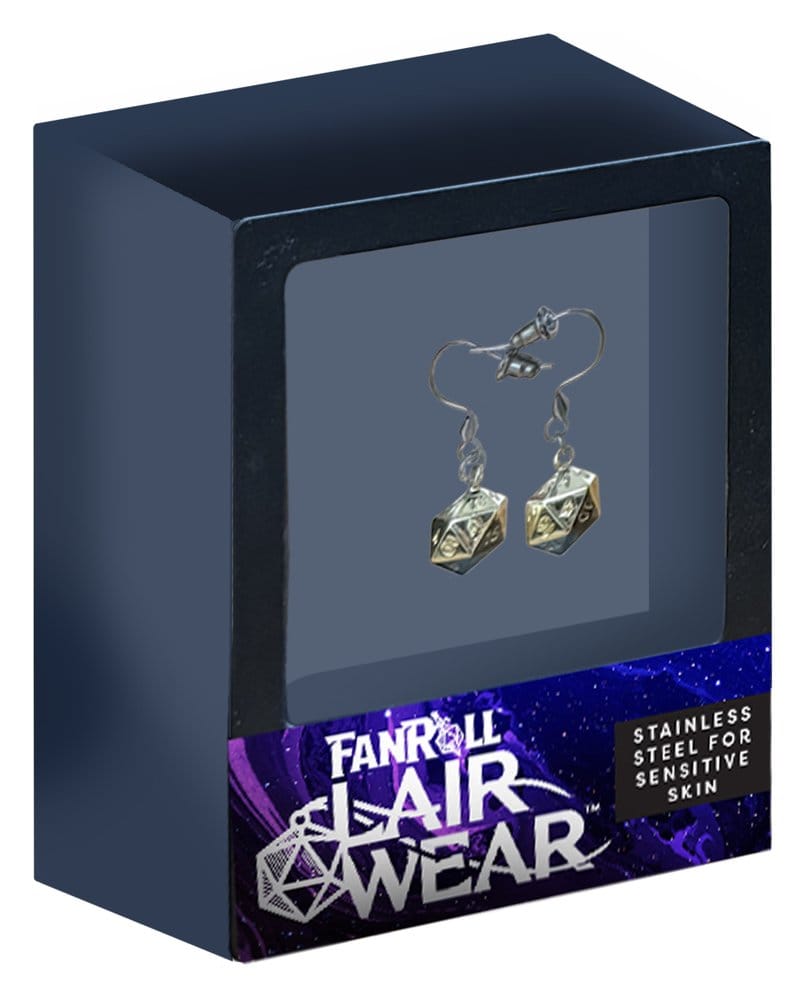 Lair Wear Pendientes de Dado D20 Gold Metal