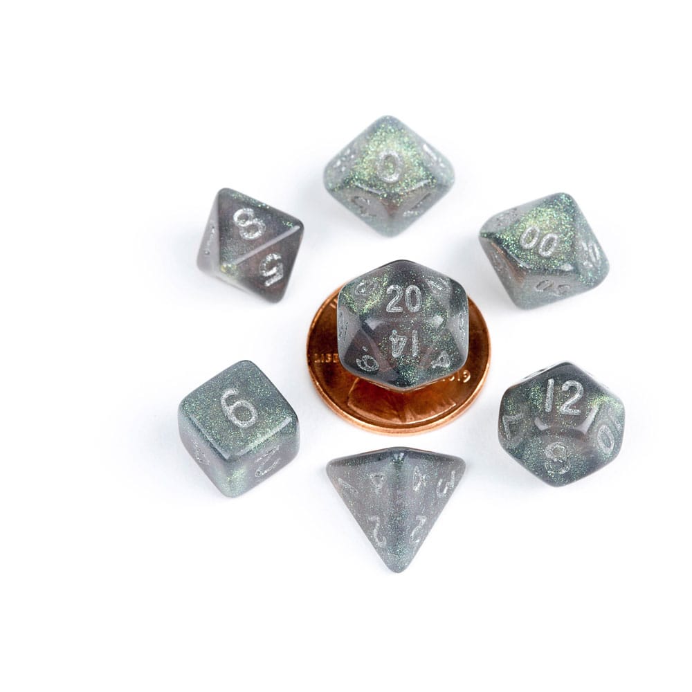 FanRoll Mini Pack de Dados Stardust Gray with Silver Numbers (7) Frikytopia