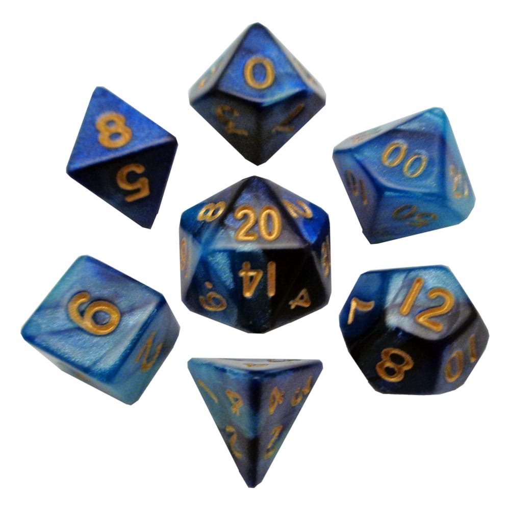 FanRoll Mini Pack de Dados Blue/Light Blue with Gold Numbers (7) Frikytopia