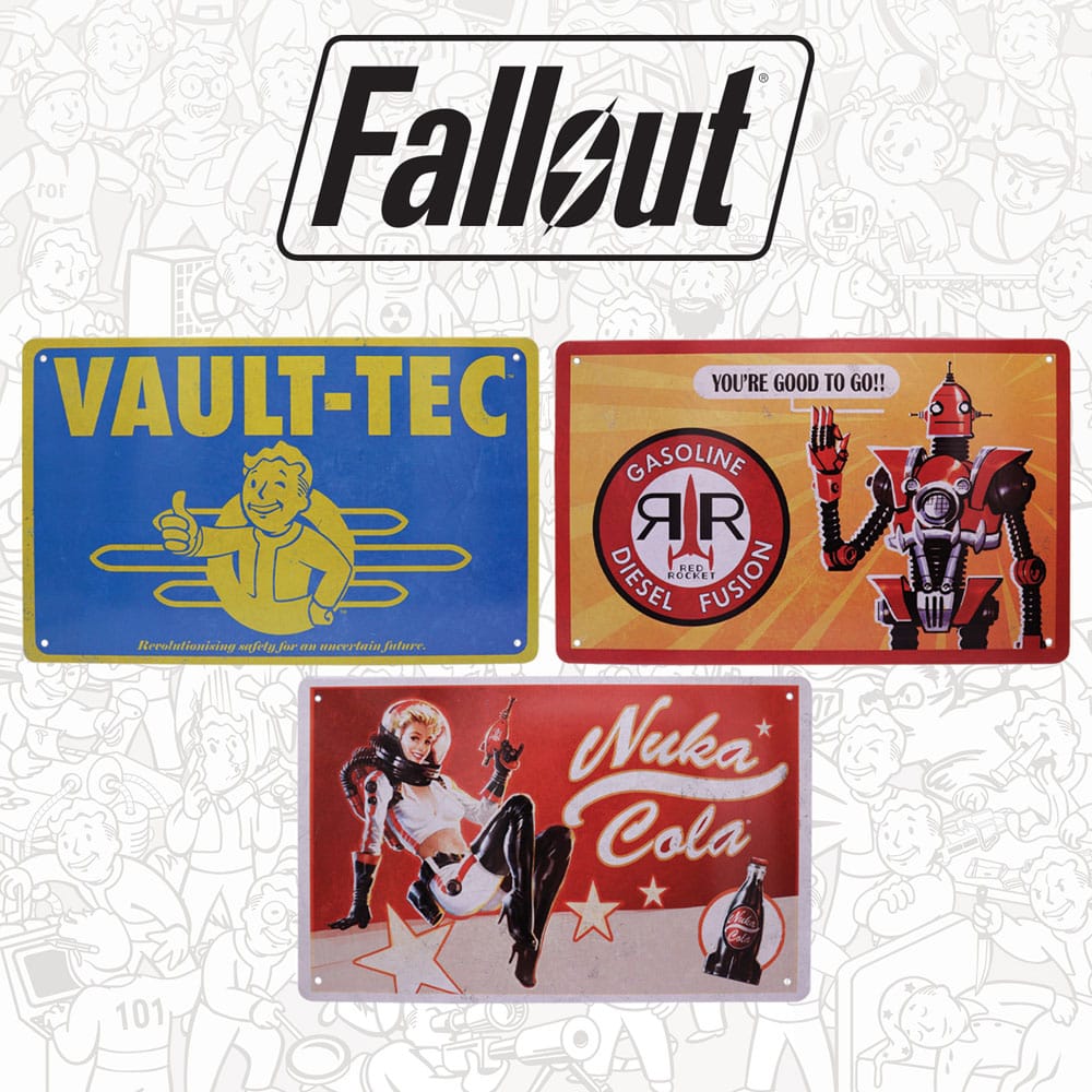 Fallout Set de 3 Placa de Chapa Brands