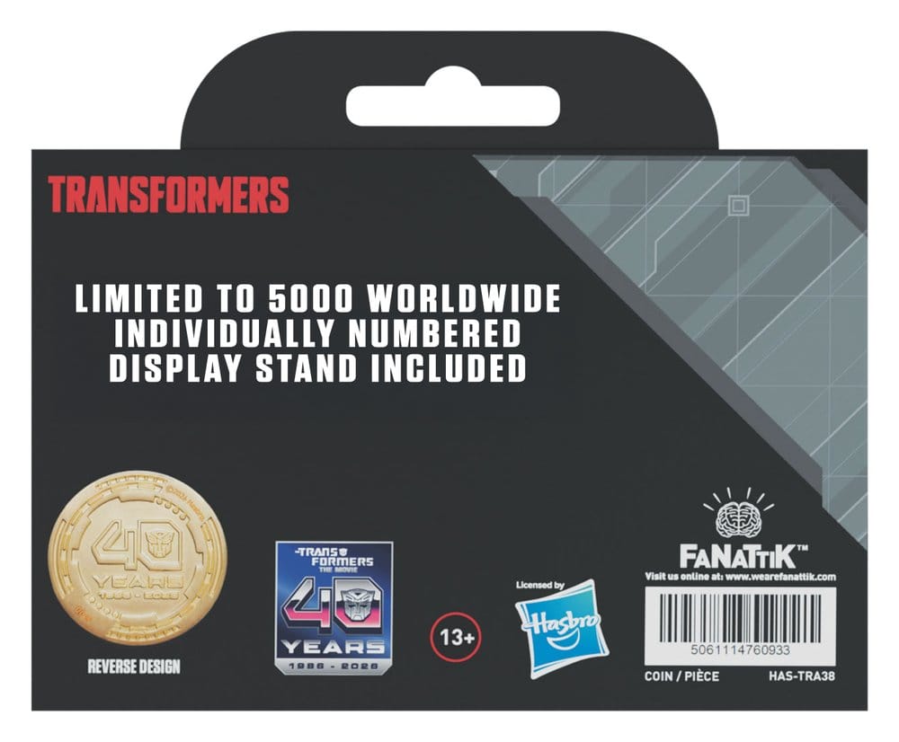 Transformers Moneda The Movie 40th Anniversary Limited Edition 24k Gold Plated