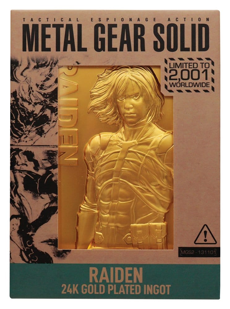 Metal Gear Solid 2 Lingote Raiden 24k Gold Plated Limited Edition