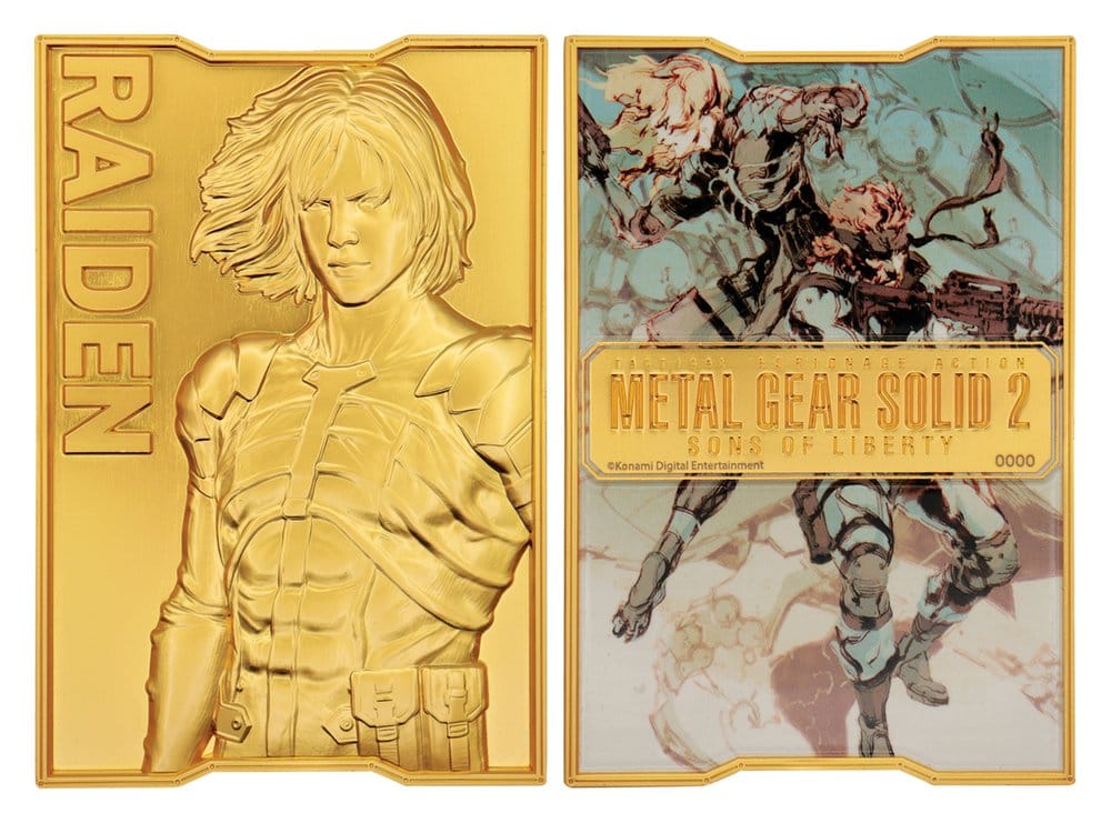 Metal Gear Solid 2 Lingote Raiden 24k Gold Plated Limited Edition