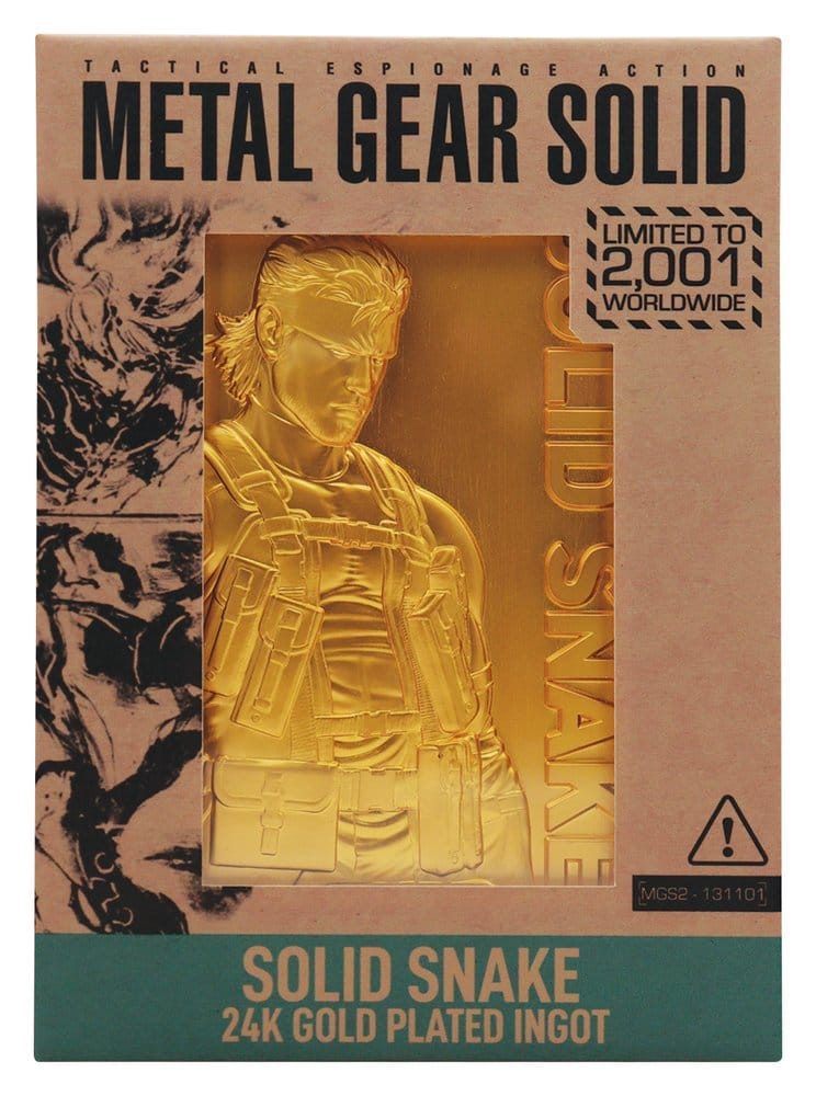 Metal Gear Solid 2 Lingote Snake 24k Gold Plated Limited Edition