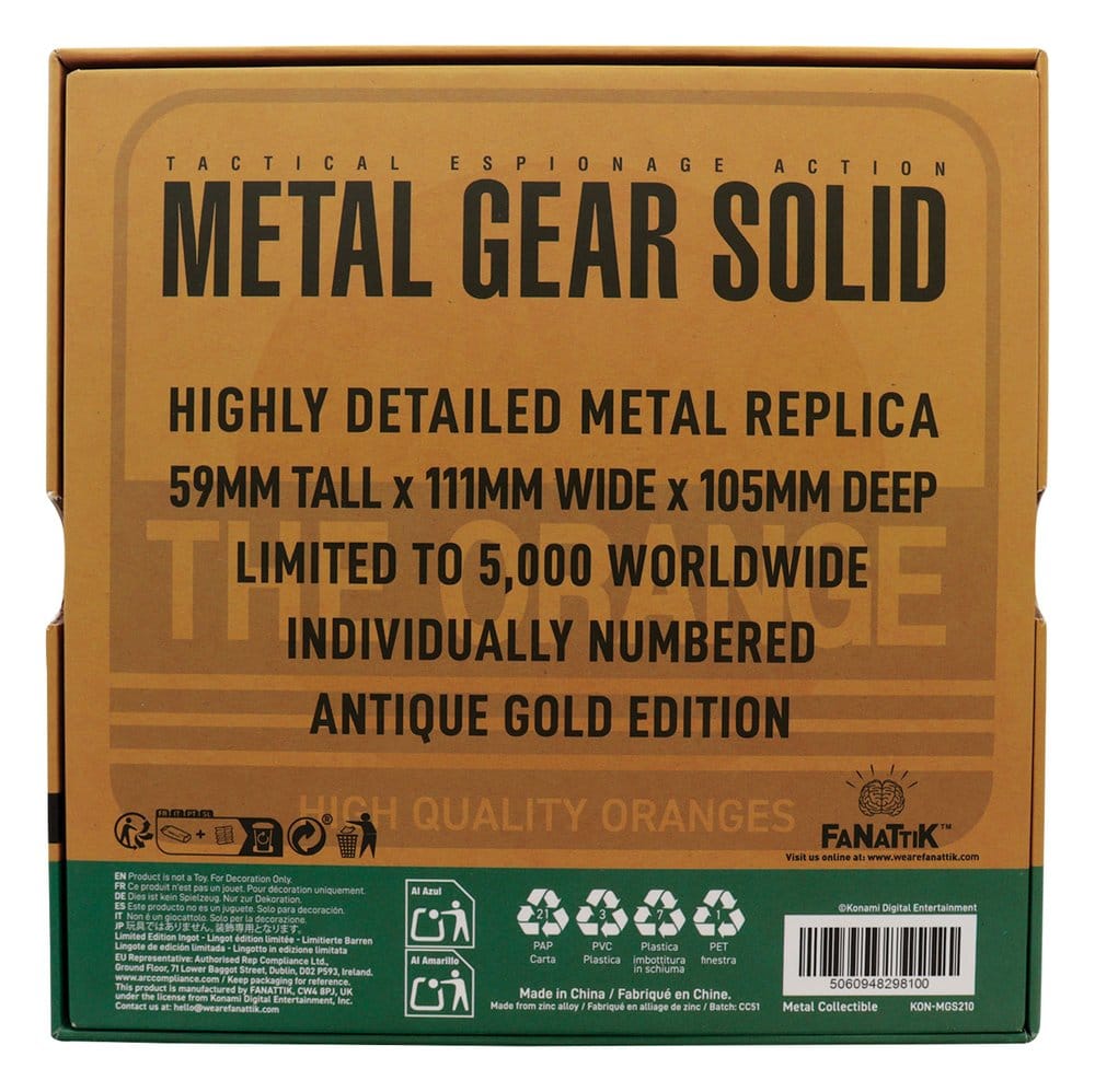 Metal Gear Solid 2 Réplica Cardboard Box Antique Gold