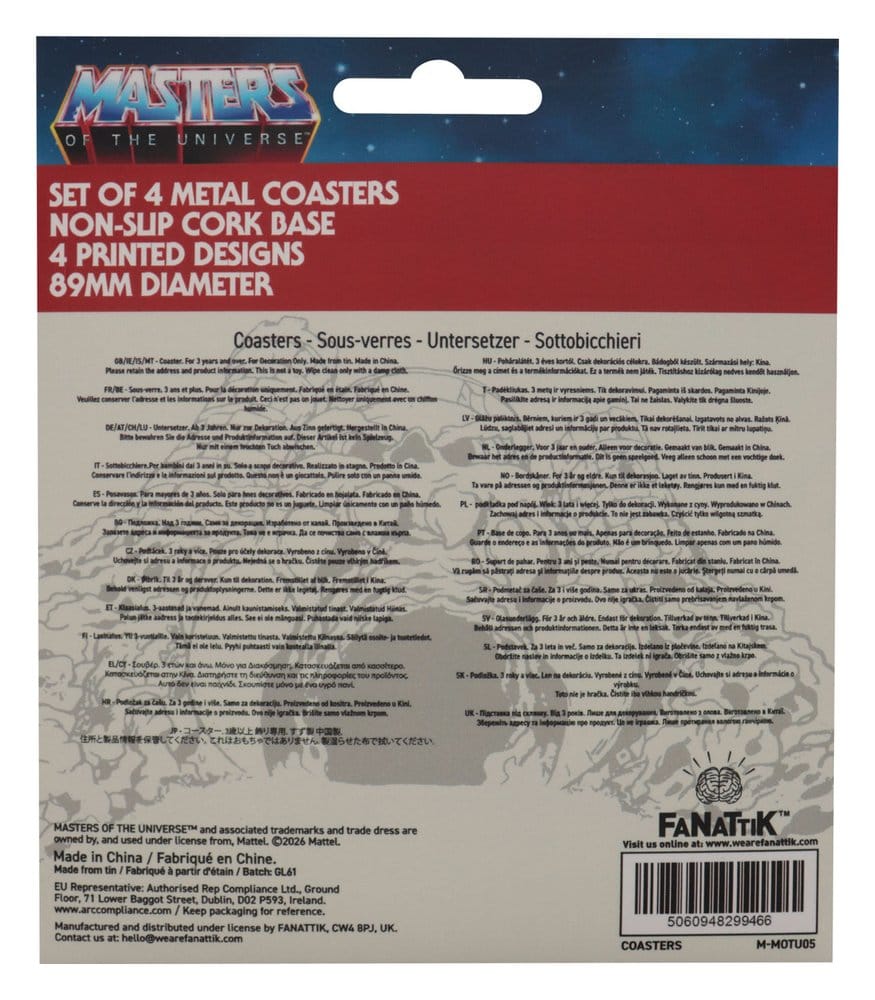 Masters of the Universe Pack de 4 Posavasos Printed Metal