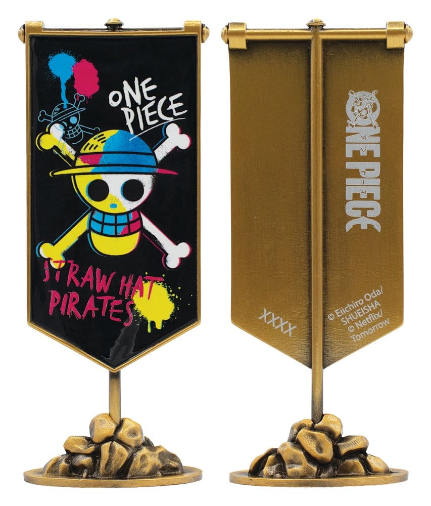 One Piece Réplica Estandarte de metal de los Piratas del Sombrero de Paja 11 x 6 cm
