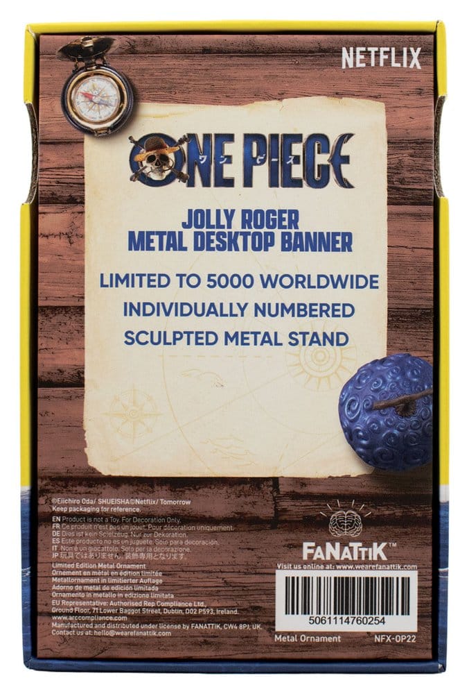 One Piece Réplica Estandarte de metal de los Piratas del Sombrero de Paja 11 x 6 cm