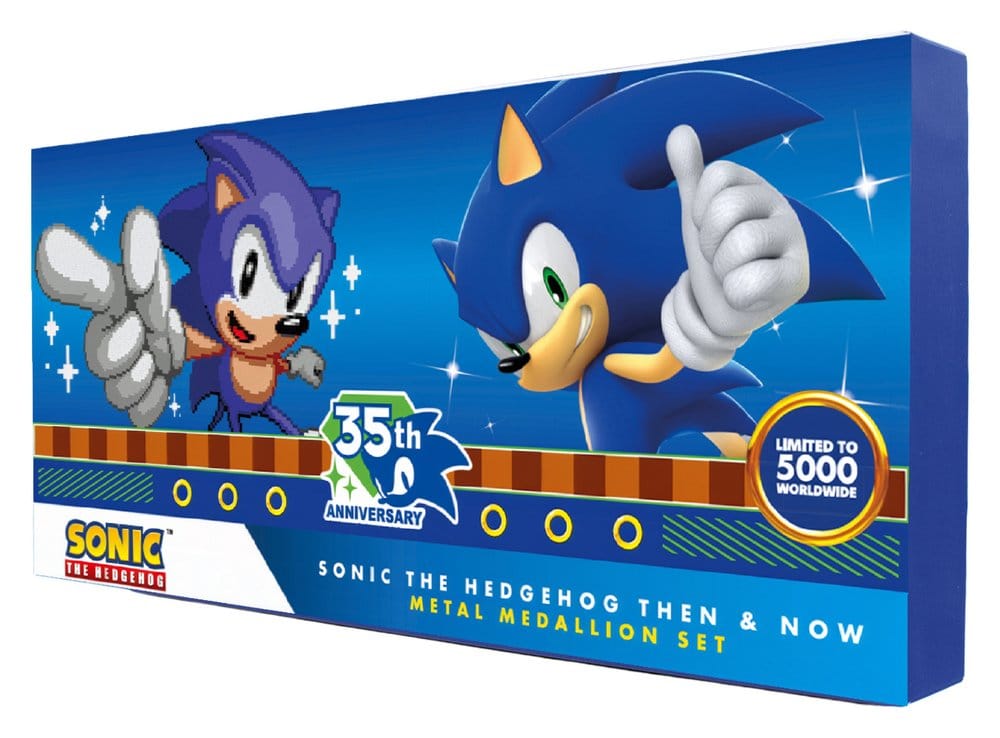 Sonic the Hedgehog Juego de Medallones 35th Anniversary Then & Now Limited Edition