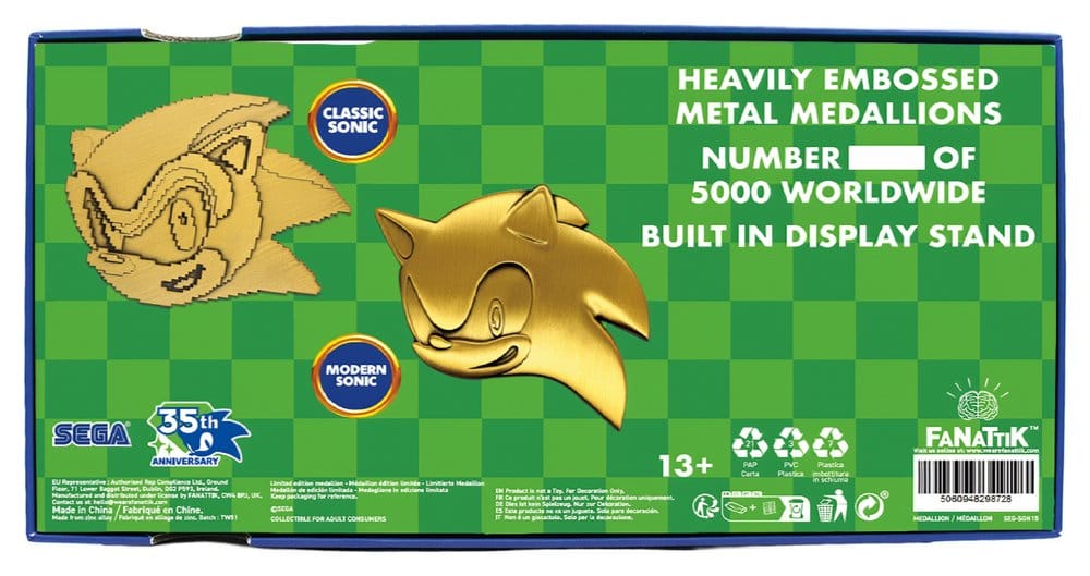 Sonic the Hedgehog Juego de Medallones 35th Anniversary Then & Now Limited Edition