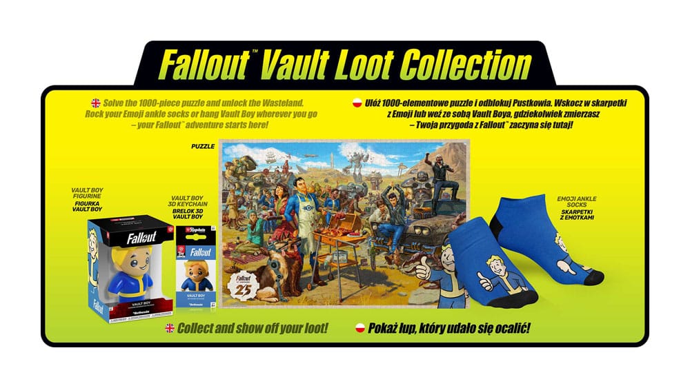 Fallout Caja de regalo Fallout Vault Loot Collection (Puzzle, calcetines, figurita y llavero)