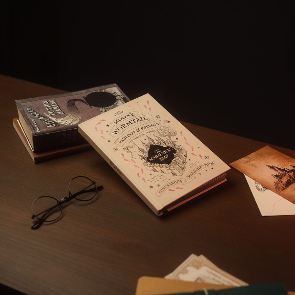Cuaderno A5 premium + boligrafo varita Mapa del Merodeador Harry Potter
