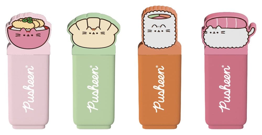 Pusheen Subrayadores con Topper Sushi Roll Set de 4 Frikytopia