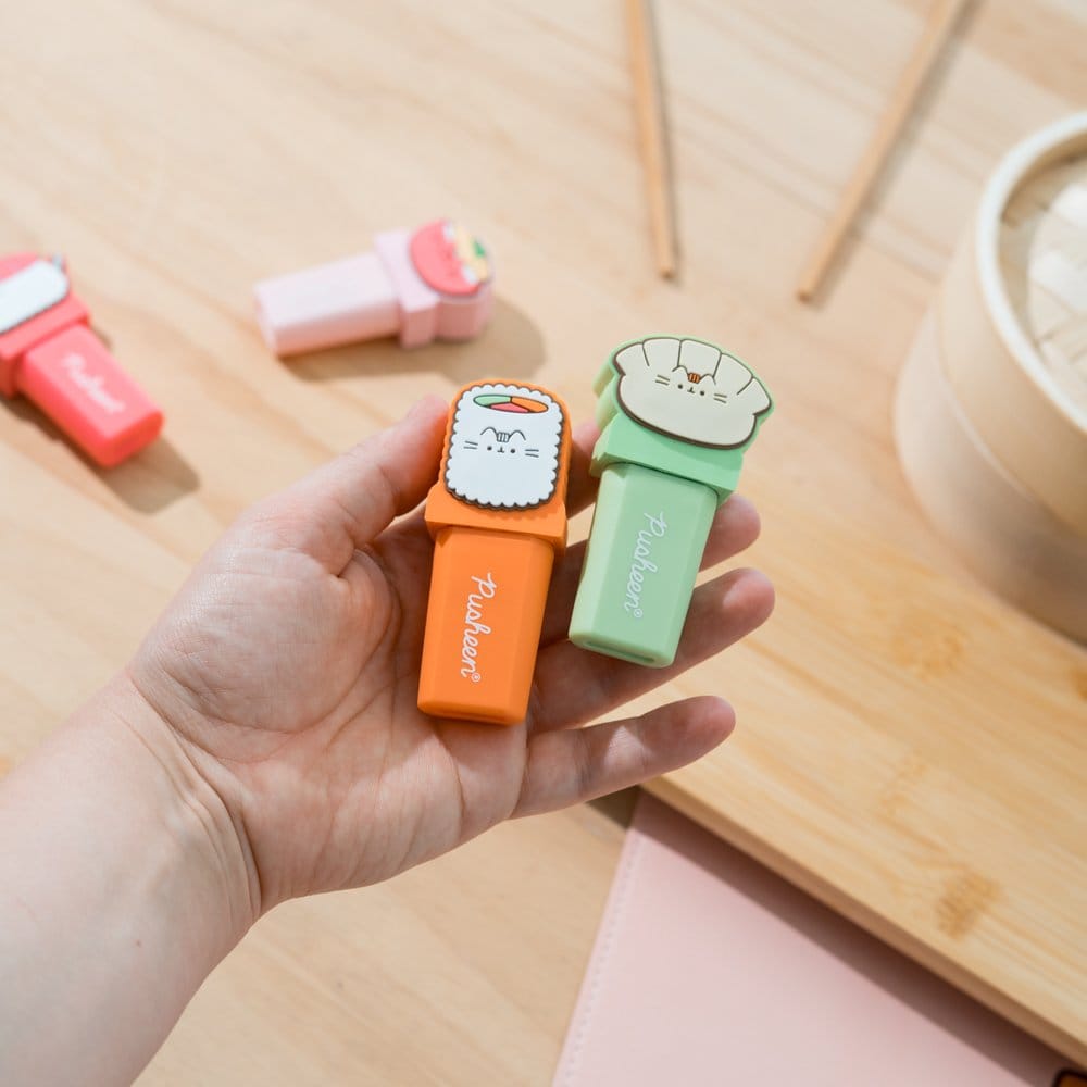 Pusheen Subrayadores con Topper Sushi Roll Set de 4