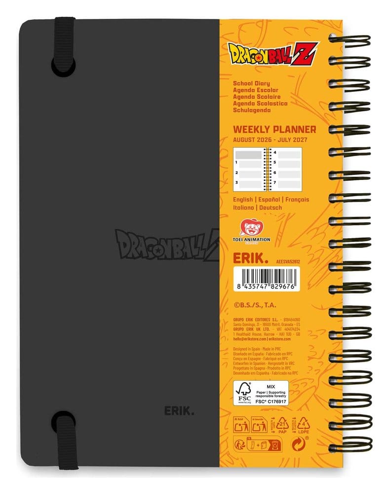 Dragon Ball Agenda Escolar planificador semanal 2026/2027 A5