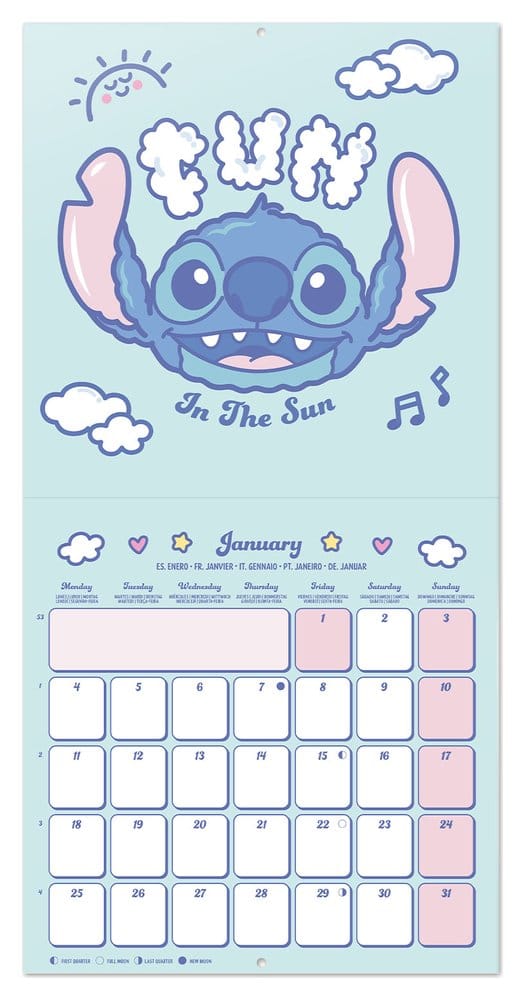 Disney Stitch Calendario de pared 2027 30 x 30 cm