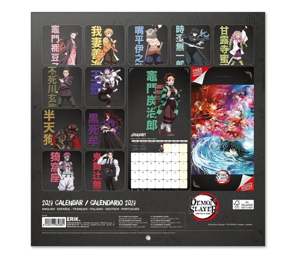 Demon Slayer Calendario de pared 2027 30 x 30 cm