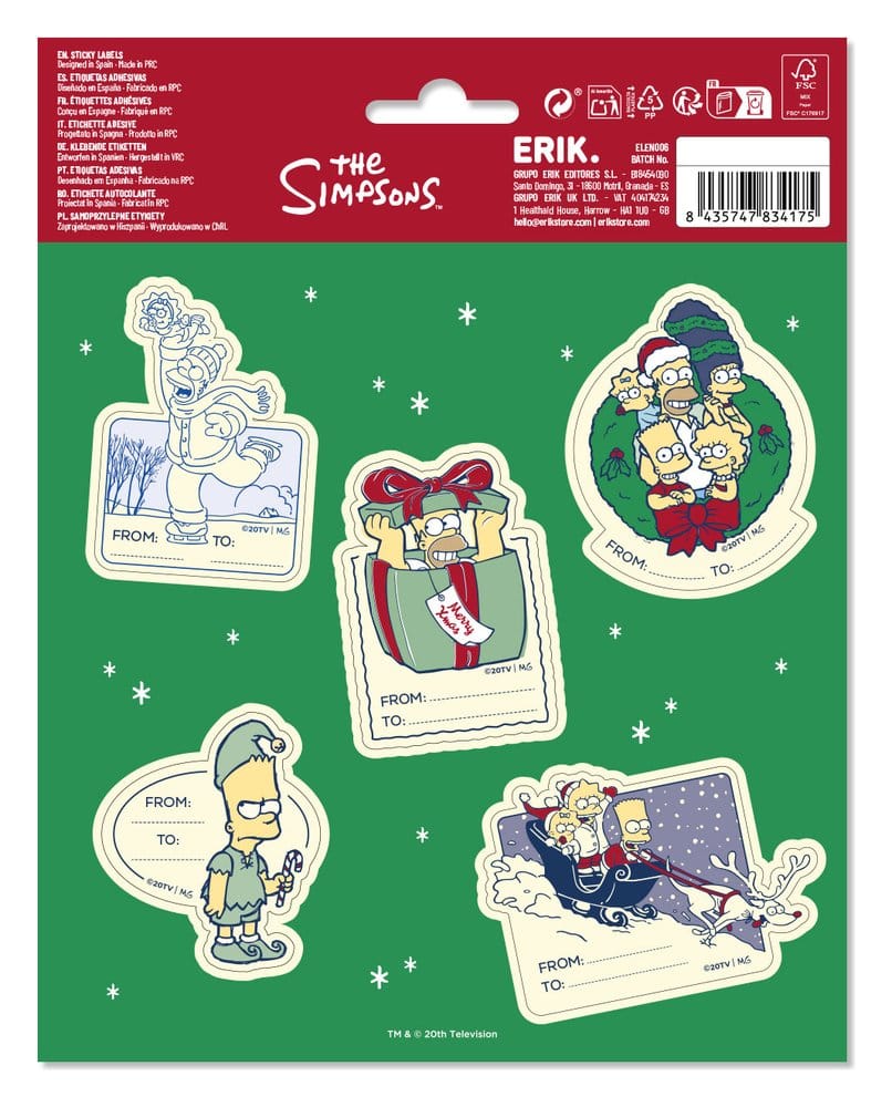 Los Simpson Etiquetas de Navidad Autoadhesivas Premium (10)