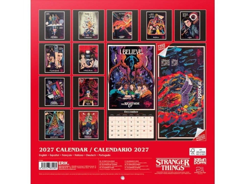 Stranger Things Calendario de pared 2027 30 x 30 cm