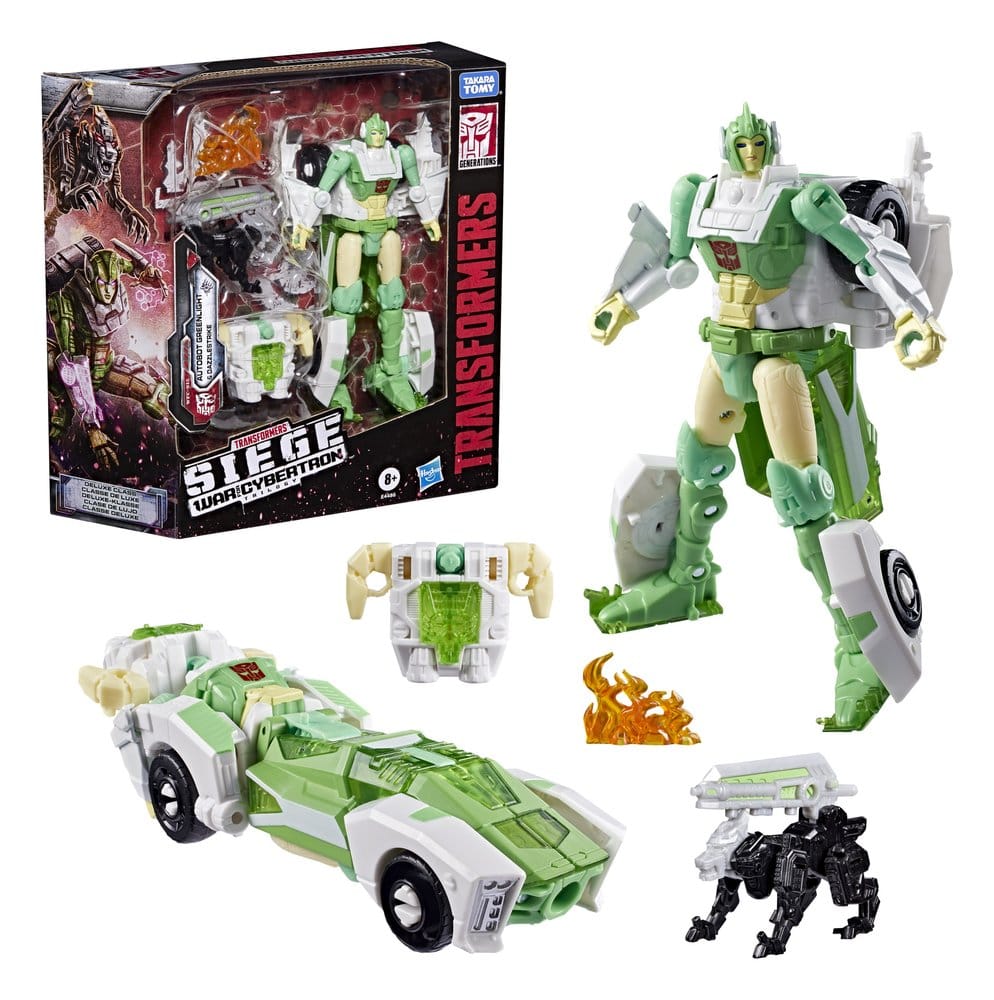 Transformers Generations War for Cybertron: Siege Deluxe Class Figura WFC-S15 Autobot Greenlight & Battle Masters Dazzlestrike 14 cm