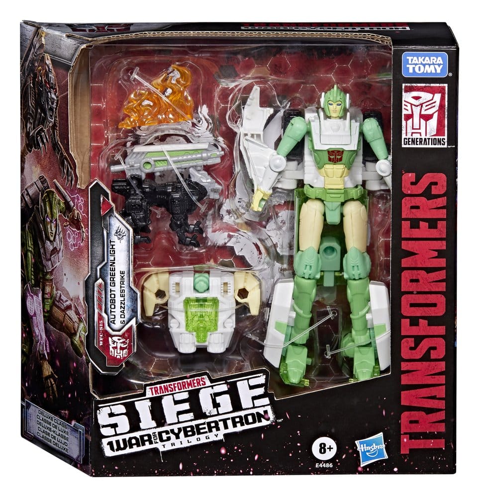 Transformers Generations War for Cybertron: Siege Deluxe Class Figura WFC-S15 Autobot Greenlight & Battle Masters Dazzlestrike 14 cm