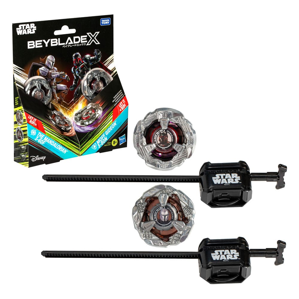 Colaboración Beyblade X y Star Wars, The Mandalorian 3-60F vs. Moff Gideon 3-80N