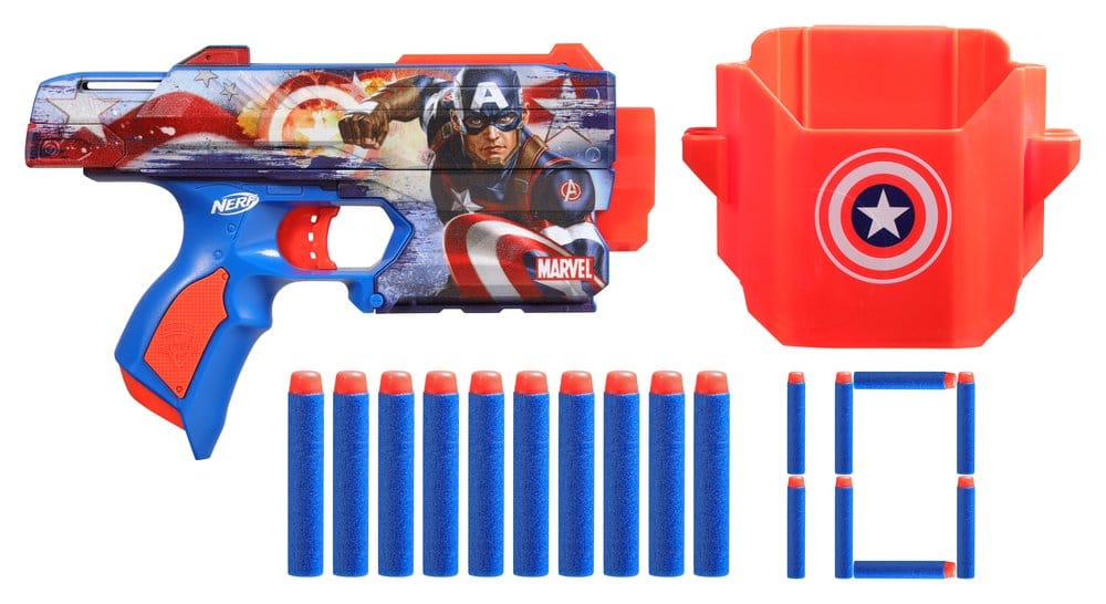 Marvel NERF Lanzador de Dardos Captain America