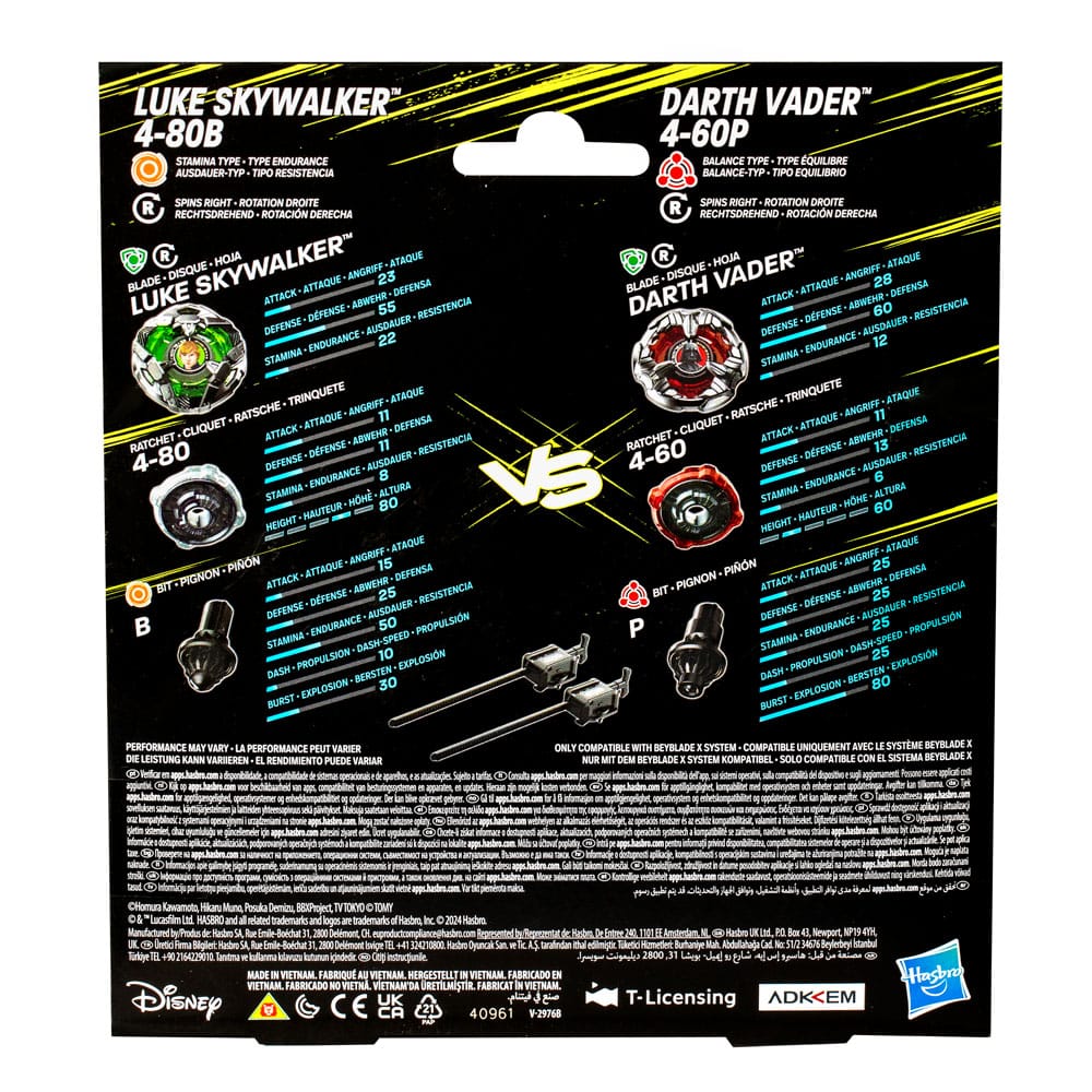 Juego Luke Skywalker 4-80B Darth Vader 4-60P Beyblade X