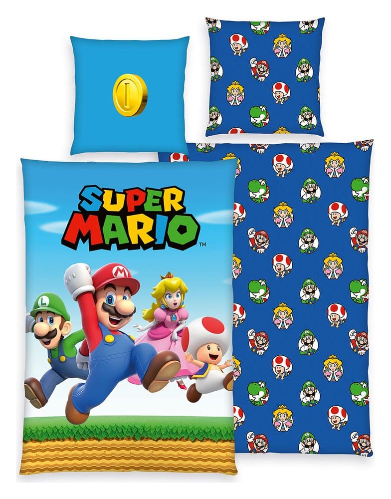 Super Mario Ropa de Cama Super Mario (Mario, Luigi, Peach, Toad) 135 x 200 cm Frikytopia