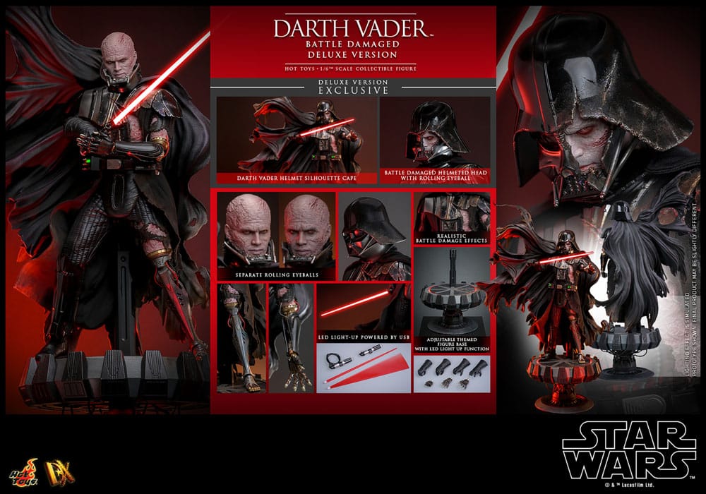 Star Wars Figura 1/6 Darth Vader (Battle Damaged) Deluxe Version 35 cm