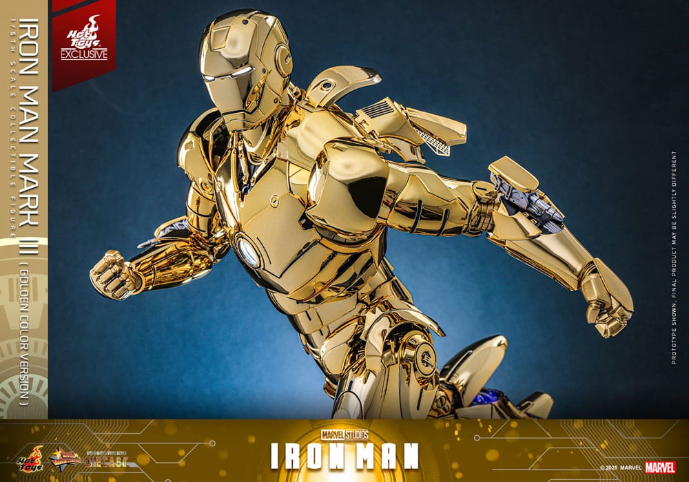 Iron Man Figura Movie Masterpiece Diecast 1/6 Iron Man Mark III (Gold Color Version) Hot Toys Exclusive 33 cm