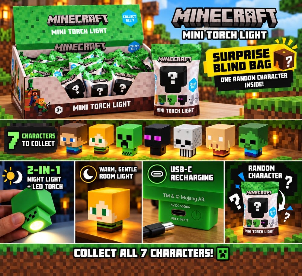 Minecraft Mini Linterna Luz Nocturna Blind Box Display (20)