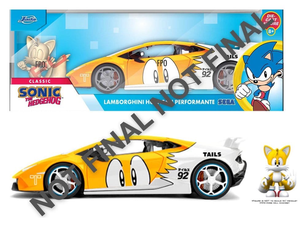 Sonic Diecast Vehículo 1:24 Tails Lamborghini Huracan 19 cm