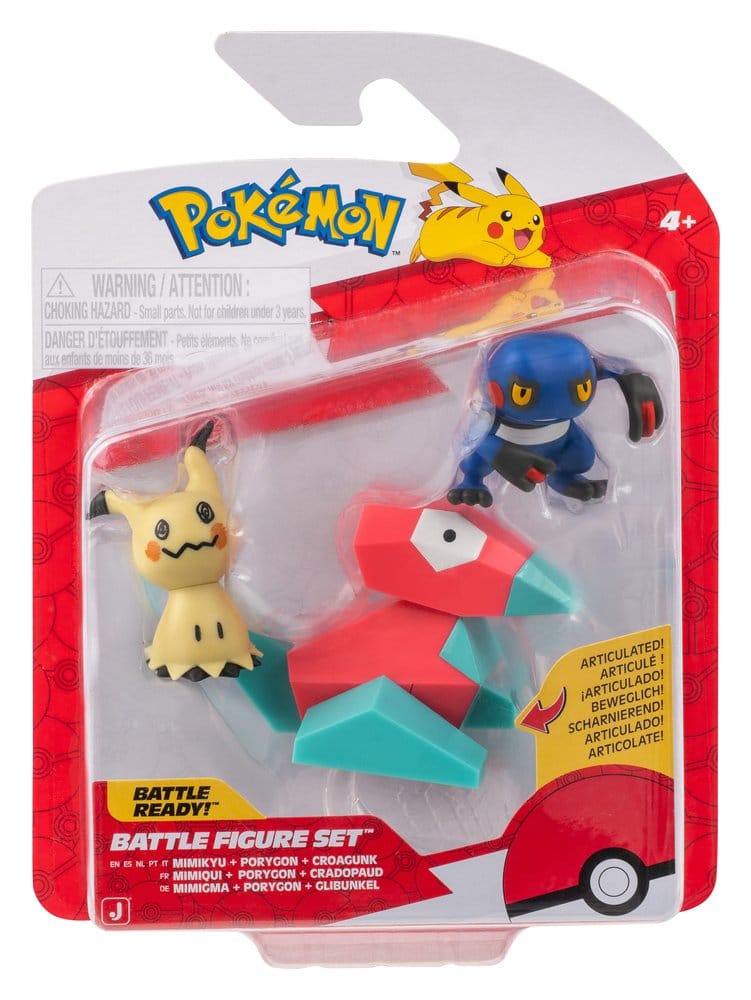 Pokémon Battle Figure Figuras 3-Pack Mimikyu, Porygon & Croagunk