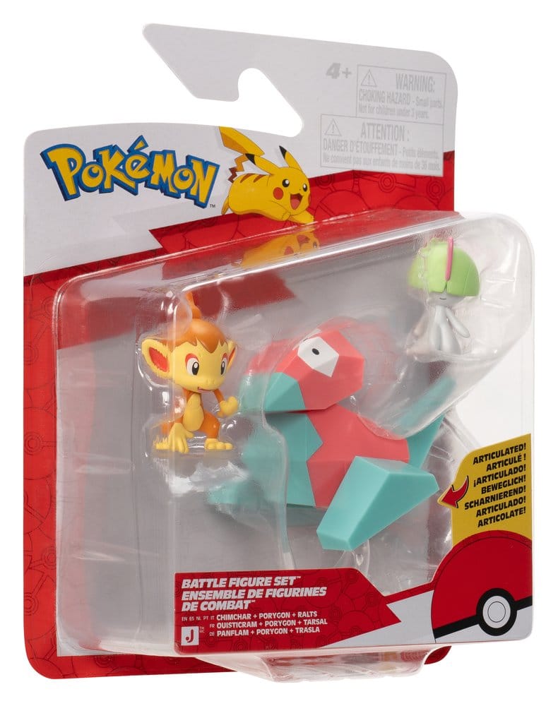 Pokémon Battle Figure Set Figuras Chimchar, Ralts & Porygon (Pack de 3)
