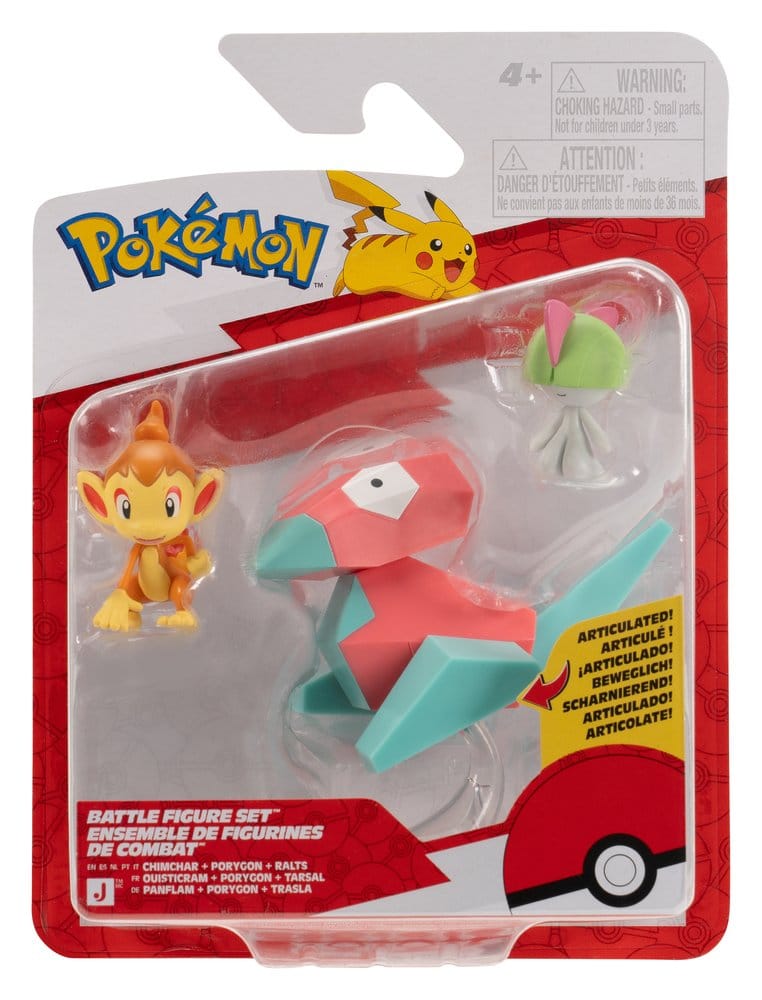 Pokémon Battle Figure Set Figuras Chimchar, Ralts & Porygon (Pack de 3)