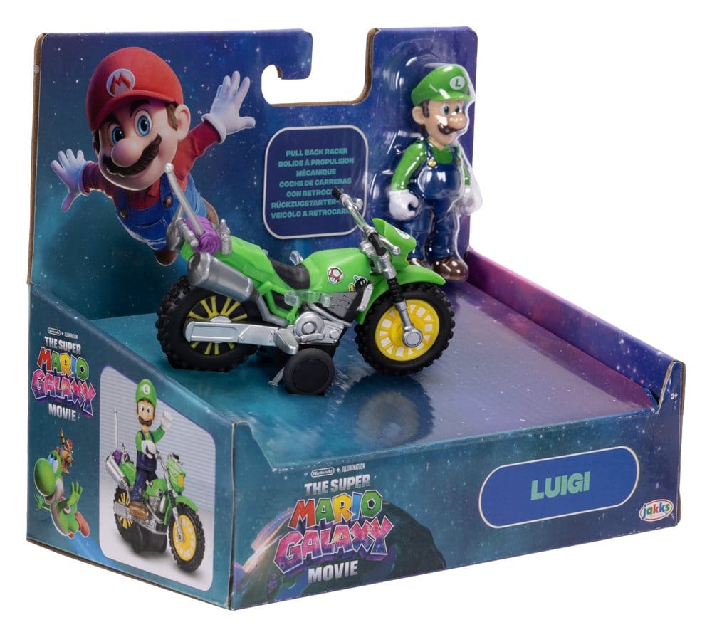 Super Mario Galaxy: la película Figura con Motocicleta de Retroceso Luigi 6 cm