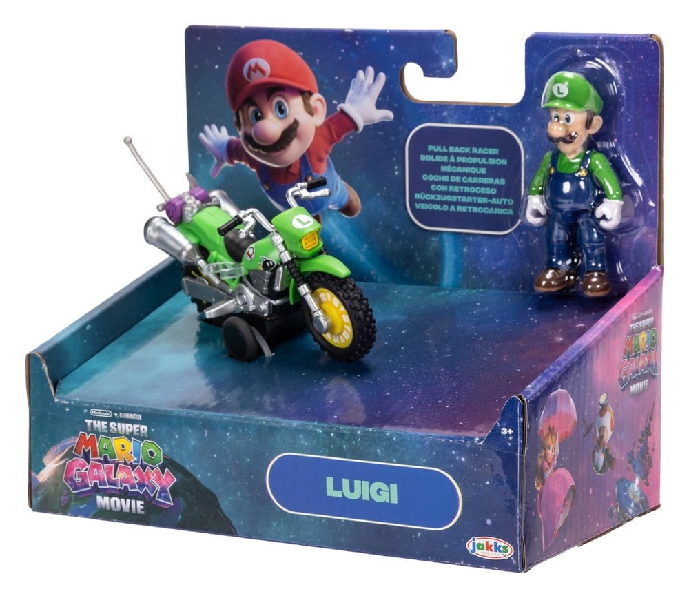 Super Mario Galaxy: la película Figura con Motocicleta de Retroceso Luigi 6 cm