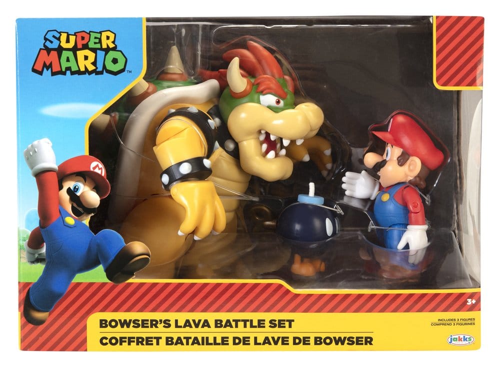 World of Nintendo Pack de 3 Figuras Mario vs. Bowser Lava Battle