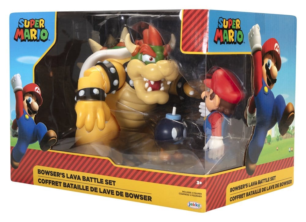 World of Nintendo Pack de 3 Figuras Mario vs. Bowser Lava Battle