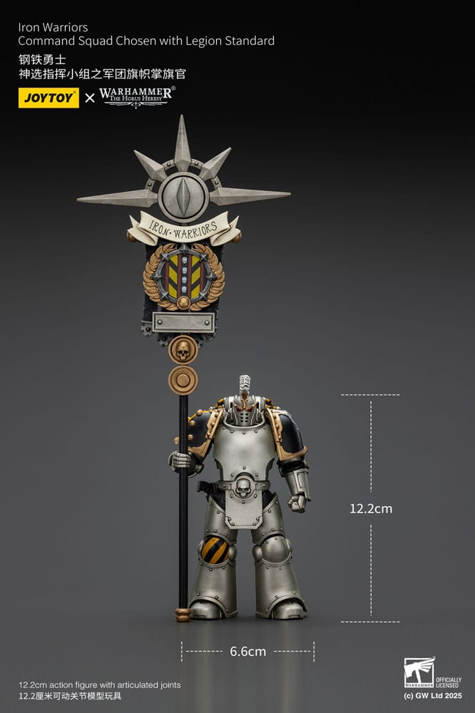 Warhammer The Horus Heresy Figura 1/18 lron Warriors Command Squad Chosen with Legion Standard 12 cm