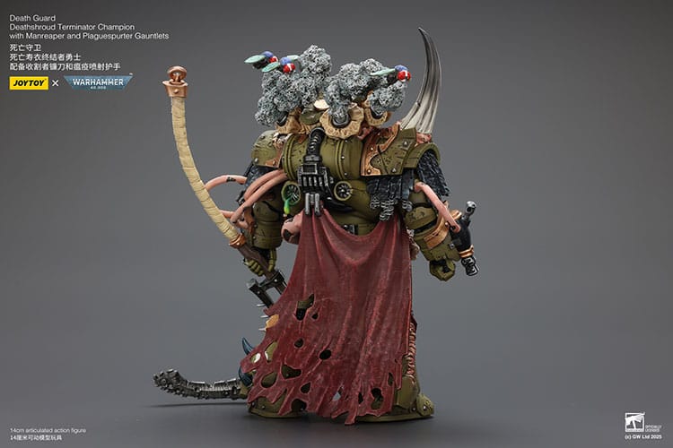 Warhammer 40k Figura 1/18 Death Guard Deathshroud Terminator Championwith Manreaper and Plaguespurter Gauntlets 14 cm