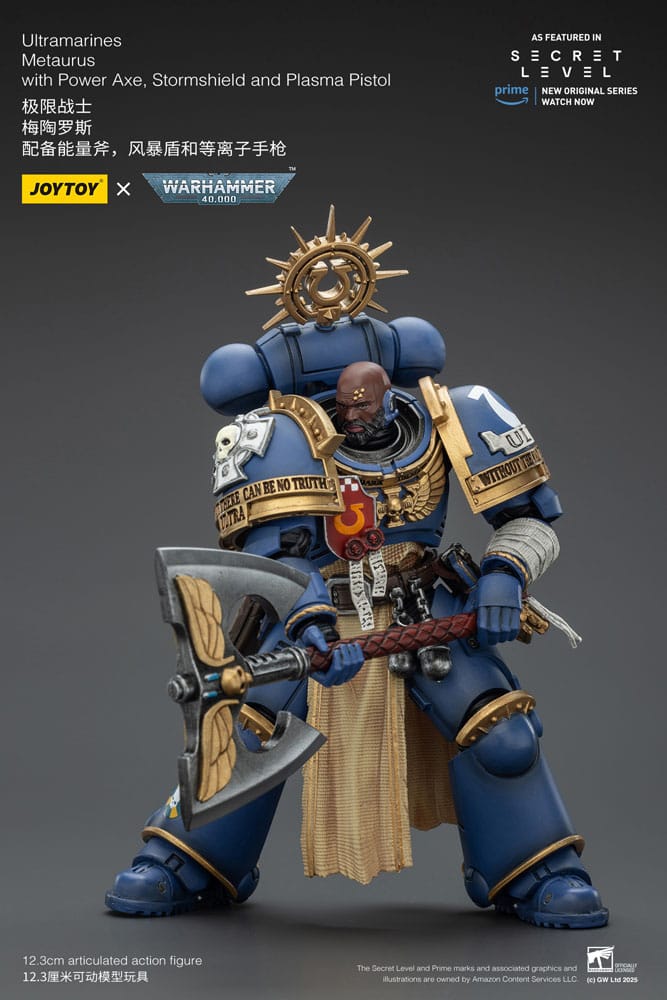 Warhammer 40,000 Figura Ultramarines Metaurus with Power Axe, Stormshield and Plasma Pistol 13 cm
