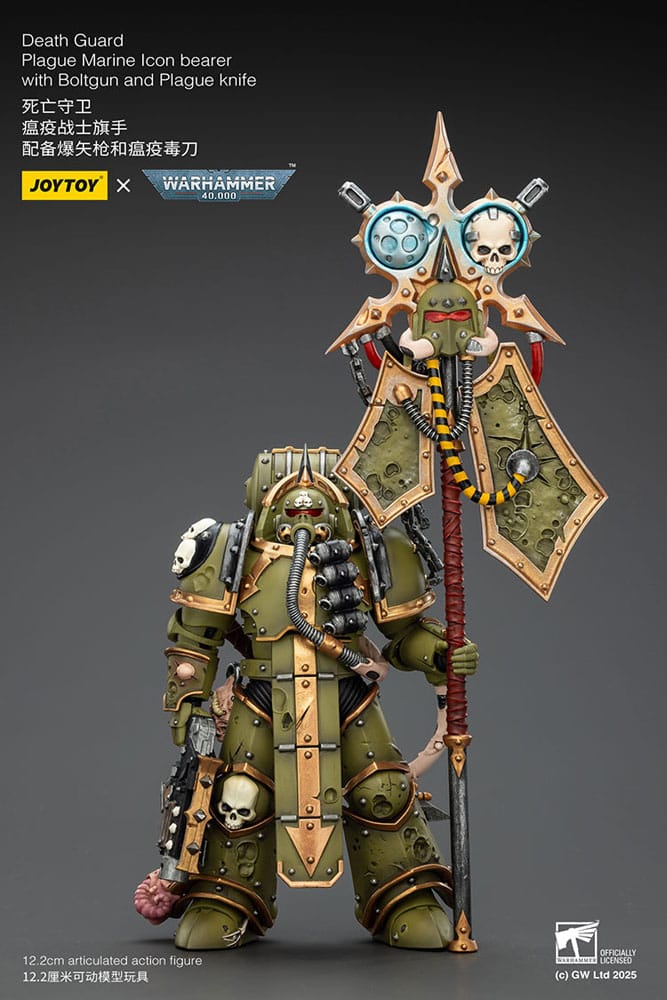Warhammer 40,000 Figura Death Guard Plague Marine Icon bearer with Boltgun and Plague knife 12 cm