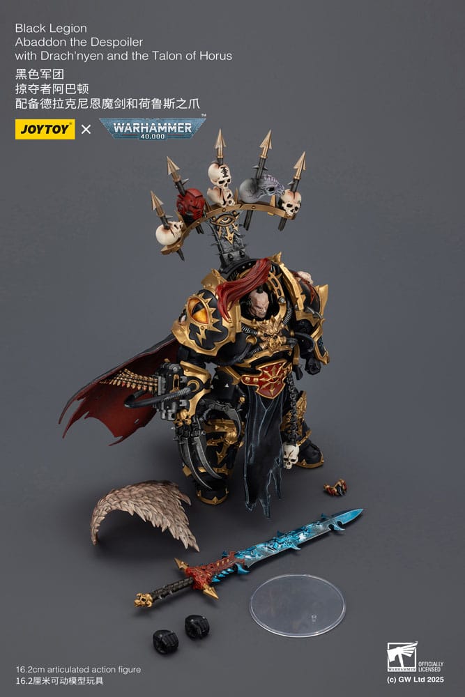 Warhammer 40,000 Figura  Black Legion Abaddon the Despoiler with Drach'nyen and the Talo 16 cm