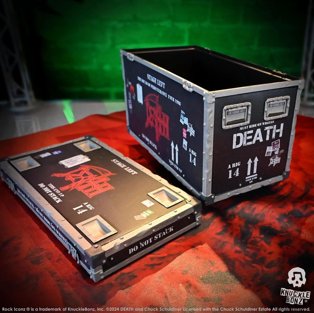 Death Estatua Rock Ikonz On Tour Road Case & Telón de fondo del escenario The Sound of Perseverance Tour 1998