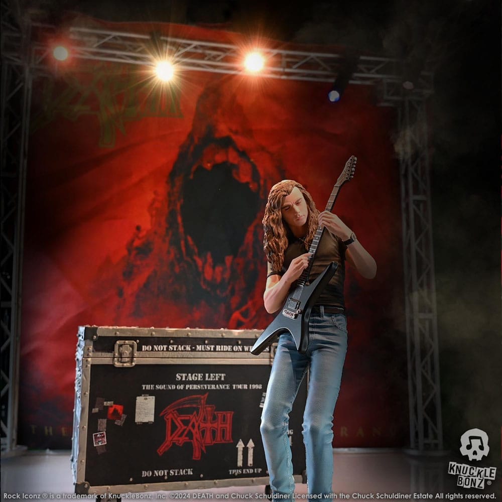 Death Estatua Rock Ikonz On Tour Road Case & Telón de fondo del escenario The Sound of Perseverance Tour 1998